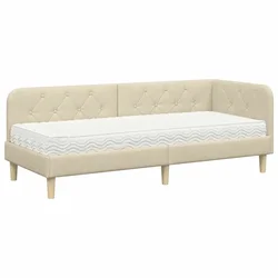 Vidaxl Kotna postelja krema 80 x 200 cm blago
