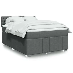 vidaXL Box spring postelja z vzmetnico temno siva 160x200 cm blago