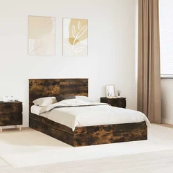 Krevet s od storage s uzglavljem Dimljeni hrast 135 x 190 cm