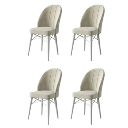 Hanah Home Set 4 trpezarijske stolice Ritim Krem-Beli