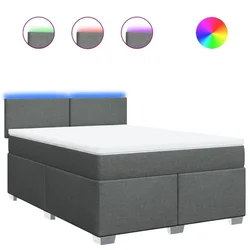 Vidaxl Box spring postelja z vzmetnico temno siva 160x200 cm blago