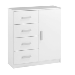 Komoda Tapdrup 4 fioke 1 vrata bela ( 3659497 )
