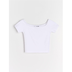 Sinsay - Crop top sa kratkim rukavima - belo