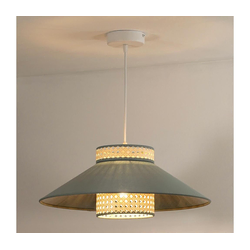 Duolla - Luster na sajli RIO RATTAN 1xE27/15W/230V prečnik 45 cm zelena/ratan