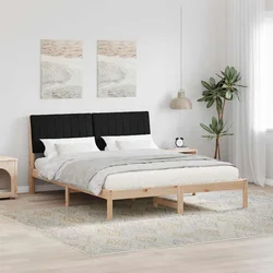 vidaXL Konstrukcija postelje z vzglavjem Rjava 160 x 200 cm blago