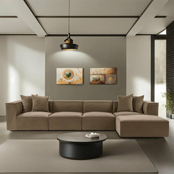 ATELIER DEL SOFA Ugaona garnitura Sora (L1 O1 O1 1R POUFFE ) Brown