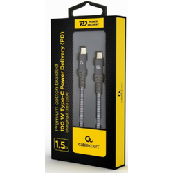 Gembird CC-USB2B-CMCM100-1.5M 100W Type-C Power Delivery (PD) premium charging & data cable, 1.5m