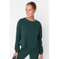Trendyol Dark Green Corded Cotton T-shirt-Pants Knitted Pajama Set