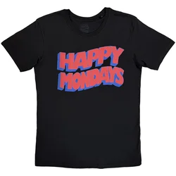 Happy Mondays Wavy Logo Black XL Majica