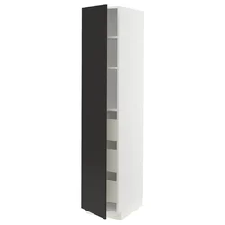 METOD / MAXIMERA Visoki element s fiokama, bela/Nickebo boja antracita, mat, 40x60x200 cm