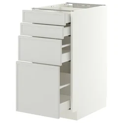METOD / MAXIMERA Podni element 4 fronta/4 fioke, bela/Aspudden svetlosiva, 40x60 cm