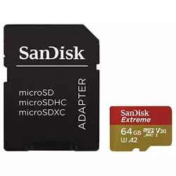 memorijska kartica SANDISK, micro SDXC Extreme, 64 GB, SDSQXA2-064G-GN6MA, class 10, V30 UHS-I, 160MB/s + SD Adapter