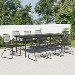 9-dijelni vrtni blagovaonski set od PVC ratana crni