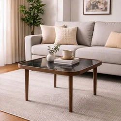 Hanah Home klub sto Hera 90, 90 cm, hrast / crni mermer