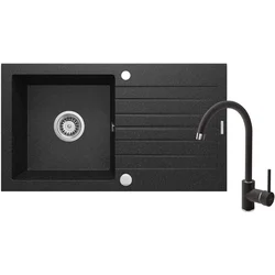Deante ZQZ 2113 Sudopera, 1 korito, 15cm, Granitna + BEN 262M Slavina, 355mm, Crna