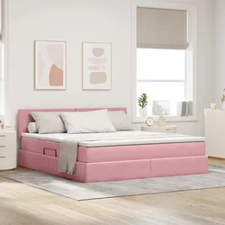 Krevet s od storage s madracem Ružičasta 160 x 200 cm Baršun