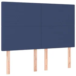 Vidaxl Vzglavje postelje modro 144x5x118/128 cm blago