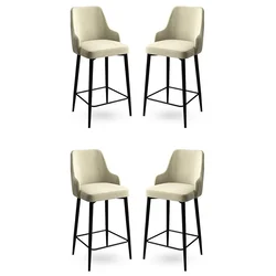 Hanah Home Set barskih stolica Enox, 4 komada, Krem-crni