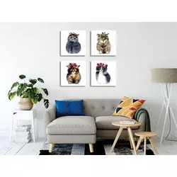 Wallity Dekorativne slike na platnu, 30x30cm, 4 komada, Šarene
