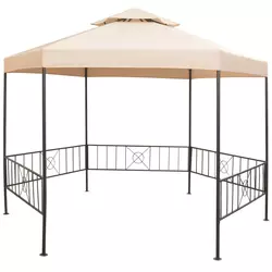 Vrtni šator/sjenica/paviljon/ šesterokutni bež 323 x 265 cm