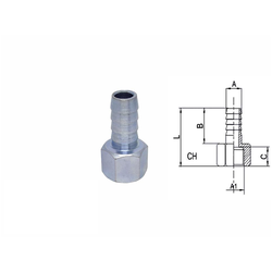 Adapter za creva 10mm, Ženski, 1/4, 19x17x32 mm