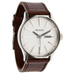 Nixon The Sentry Leather silver / brown Gr. Uni