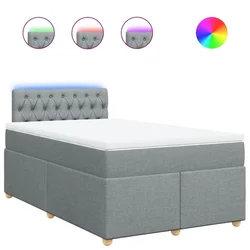 Vidaxl Boxspring postelja z vzmetnico svetlo siva 120x190 cm blago