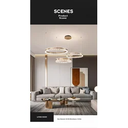 JIAOJIAOZHE Viseći luster LED, 3 kruga, Zlatne boje