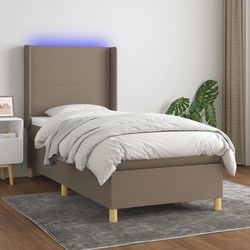 Vidaxl Box spring postelja z vzmetnico LED taupe 100x200 cm blago
