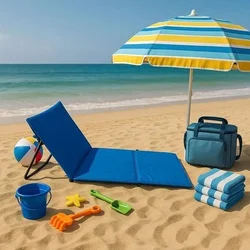 LEMON PLANET Sklopiva ležaljka za plažu 150x52cm/ plava