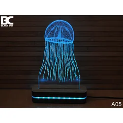 Black Cut 3D Lampa Meduza, Svetloplava