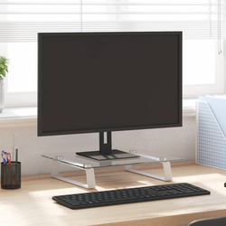 Stalak za monitor bijeli 40x35x8 cm kaljeno staklo i metal
