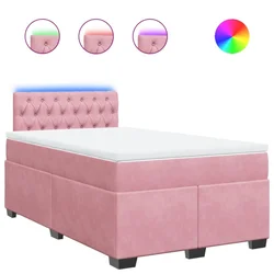 Vidaxl Box spring postelja z vzmetnico roza 120x200 cm žamet