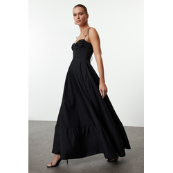 Trendyol Black Drape Detailed Woven Maxi Dress
