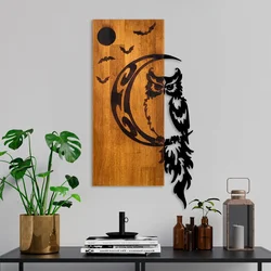 Wallity Zidna dekoracija Owl, 36x66x3 cm, Smeđe boje