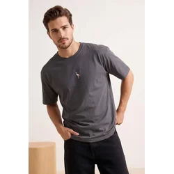 Trendyol Muška majica Tmnss23Ts00243, Siva