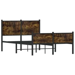 Vidaxl Kovinski posteljni okvir brez vzmetnice dimljen hrast 120x190cm