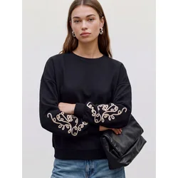 VERO MODA Majica VMVELO ecru/črna