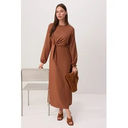 Trendyol Modest Ženska haljina Tctss25Eb00129, Smeđa