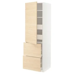 METOD / MAXIMERA Vis.el. s polic/4fiok/vrat/2front, bela/Askersund im. svetlog jasena, 60x60x200 cm