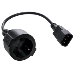 C-TECH kabel napajalnika C14 (M) -> schuko (F), 15 cm