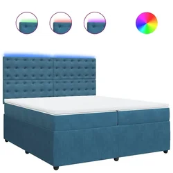 Vidaxl Box spring postelja z vzmetnico modra 200x200 cm žamet