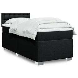 VIDAXL Box spring postelja z vzmetnico črna 80x200 cm blago