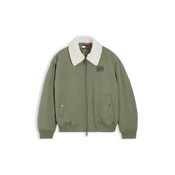 Tommy Jeans Prehodna jakna oliva / bela