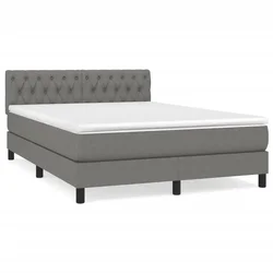 Vidaxl Box spring posteljni z vzmetnico temno siv 140x190 cm blago