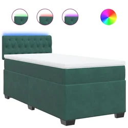 Vidaxl Box spring postelja z vzmetnico temno zelena 80x200 cm žamet