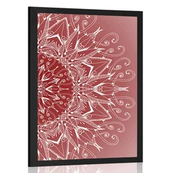 Plakat bela Mandala na rdečem ozadju - 20x30 silver