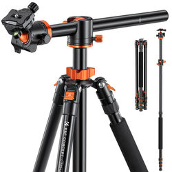 K&F 2.4m Overhead Camera Tripod Transverse Center Column 10kg Load with Detachable Monopod
