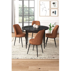 Hanah Home Set Trpezarijski sto i 4 stolice, Terakota