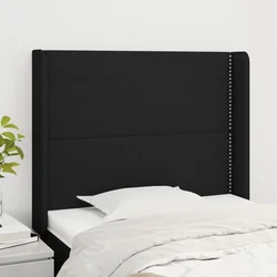Uzglavlje s ušima crno 83x16x118/128 cm od tkanine